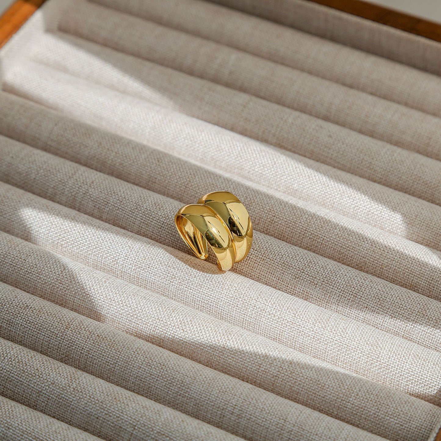 Anello regolabile in acciaio al titanio, stile hip hop geometrico, placcato per donna