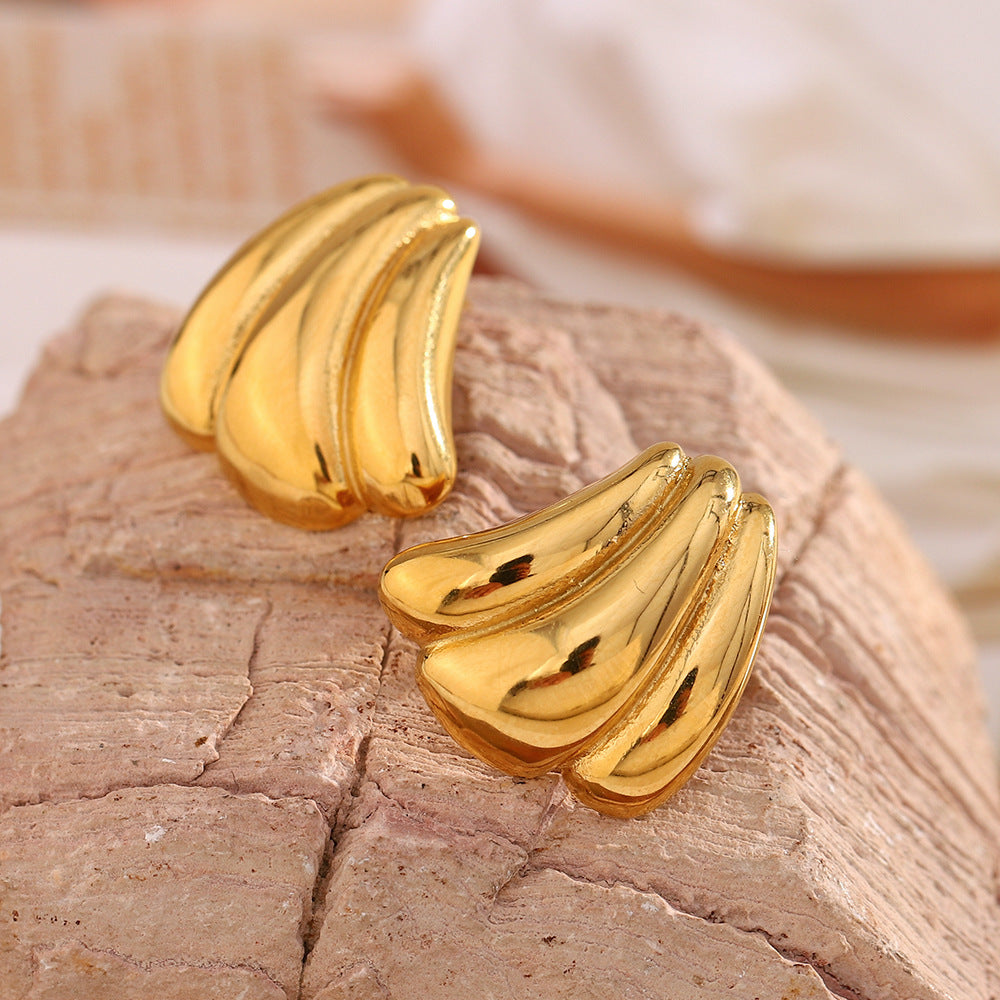 Orecchini da donna in acciaio inossidabile placcato oro 18 carati a forma di zucca, stile minimalista vintage