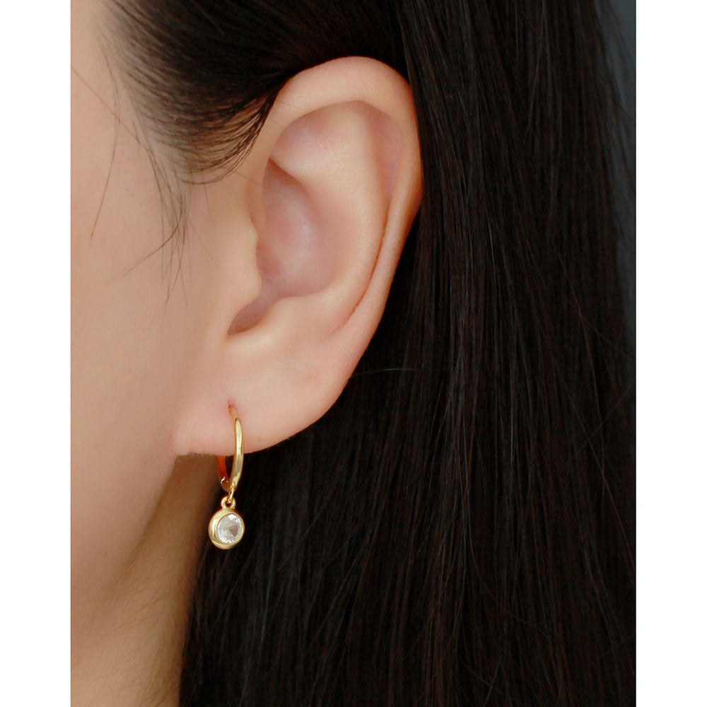 Minimalist 925 Sterling Silver Round Teardrop Inlaid Cubic Zirconia Hoop Earrings for Women