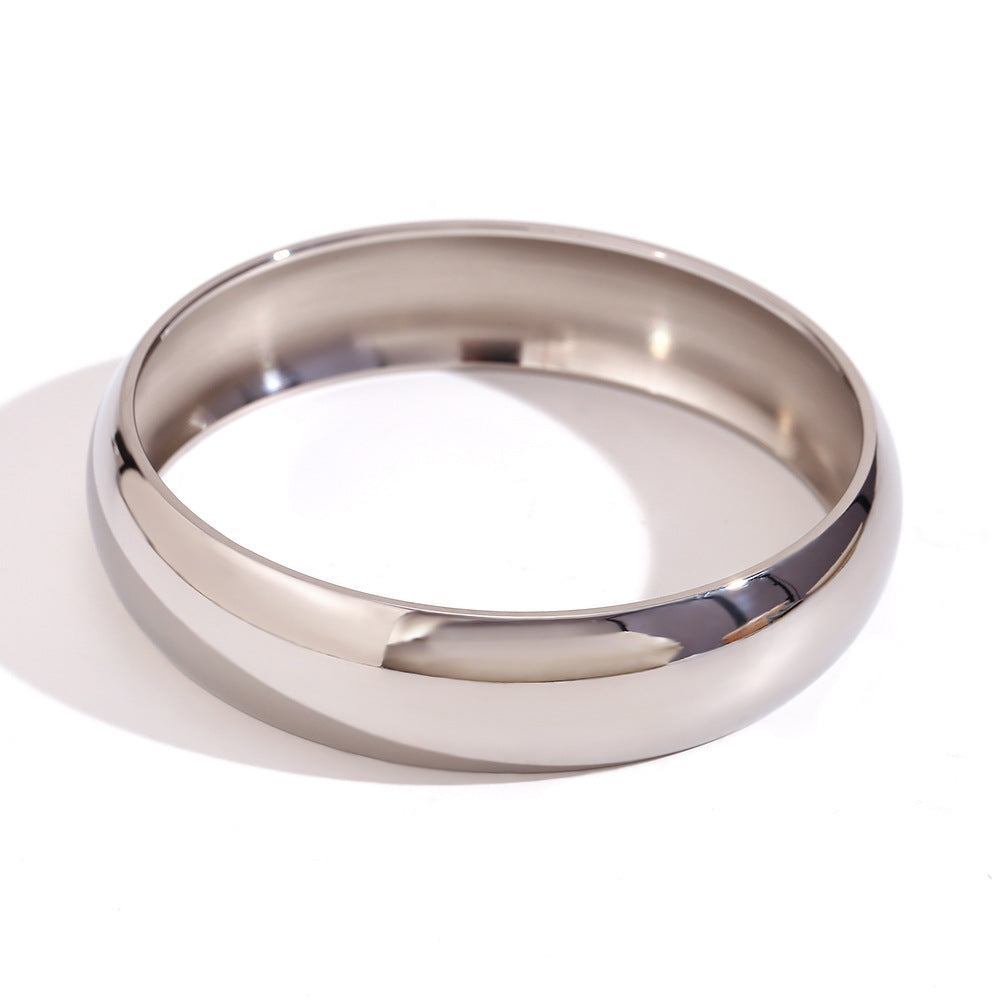 Minimalist Luxury 18K Gold Plated Stainless Steel Geometric Round Bangle Bracelet