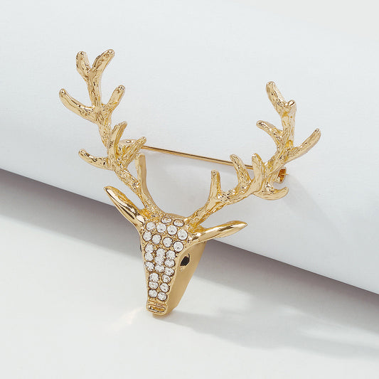 Geometric Deer Head Brooch for Women Made of Alloy with Plated Finish Minimalist Fashion Accessory