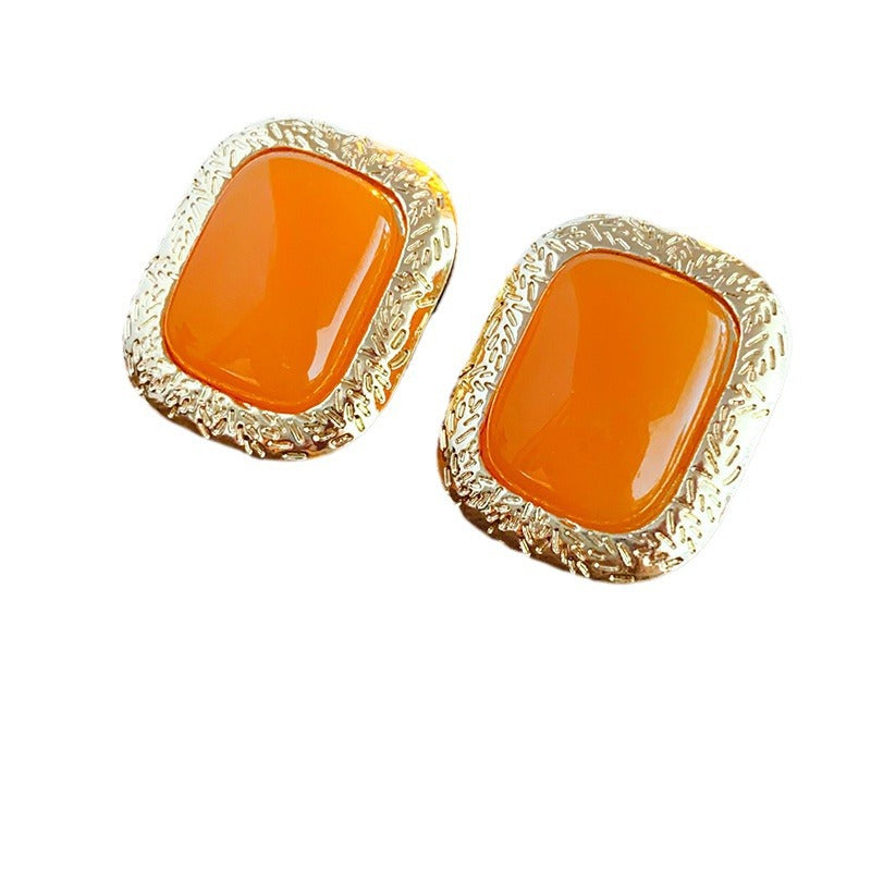 Vintage-Style Geometric Drop Earrings with Rhinestone Inlay in Plated Copper and Stainless Steel Posts for Women