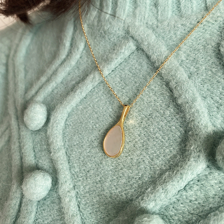 Collana geometrica a ventaglio in argento sterling 925, minimalista ed elegante, da donna