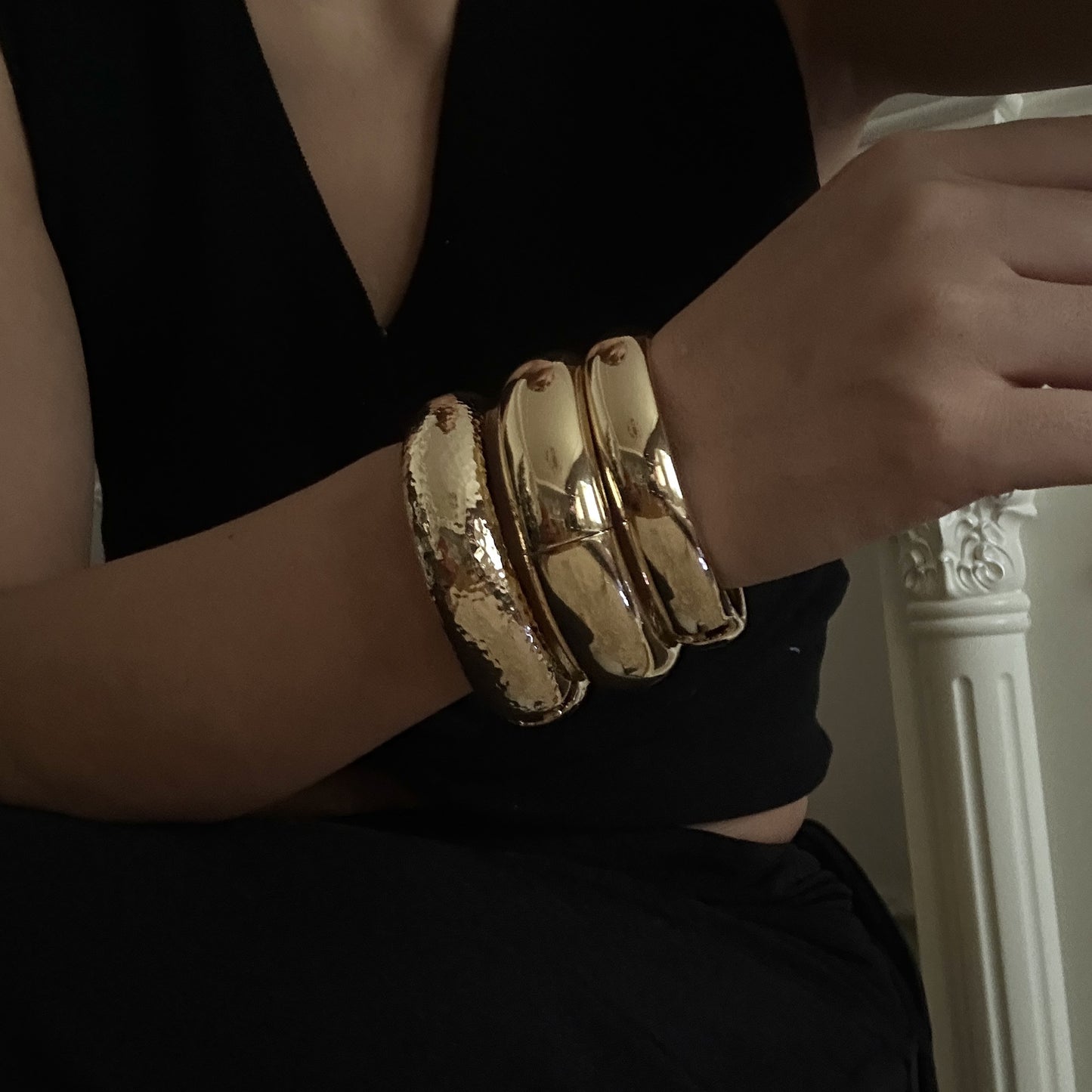 Minimalist Geometric Teardrop Plated Alloy Cuff Bracelet for Women