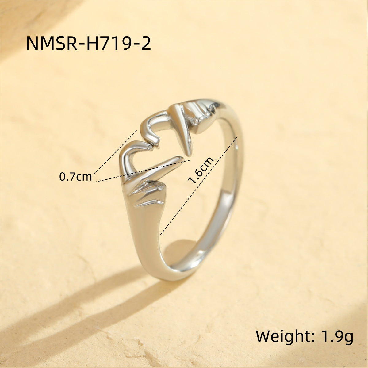 Anillo minimalista ajustable de acero inoxidable con forma de corazón para mujeres y parejas con acabado chapado