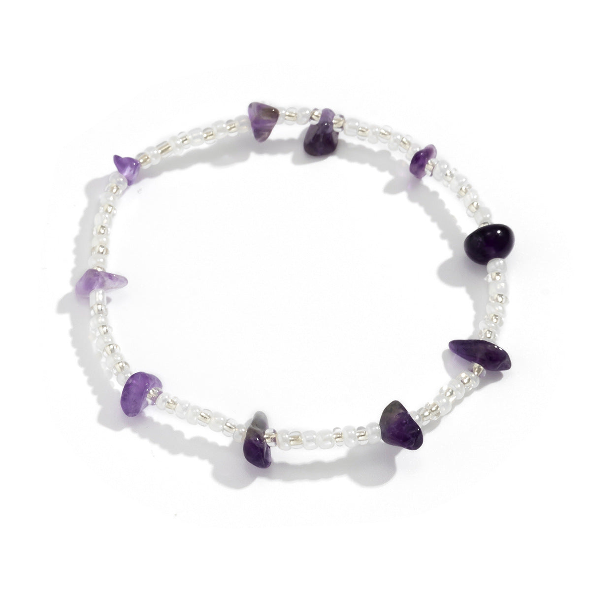 Ethnic-Inspired Irregular Geometric Beaded Anklet for Women with Resin Stones and Elastic Band