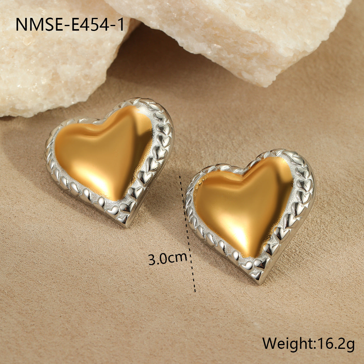 Minimalist Heart-Shaped Stainless Steel Earrings with Gold and Silver Plating for Women