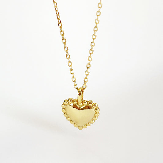 Collana Minimalista Cuore in Argento Sterling 925 Placcato Oro con Ciondolo a Catena