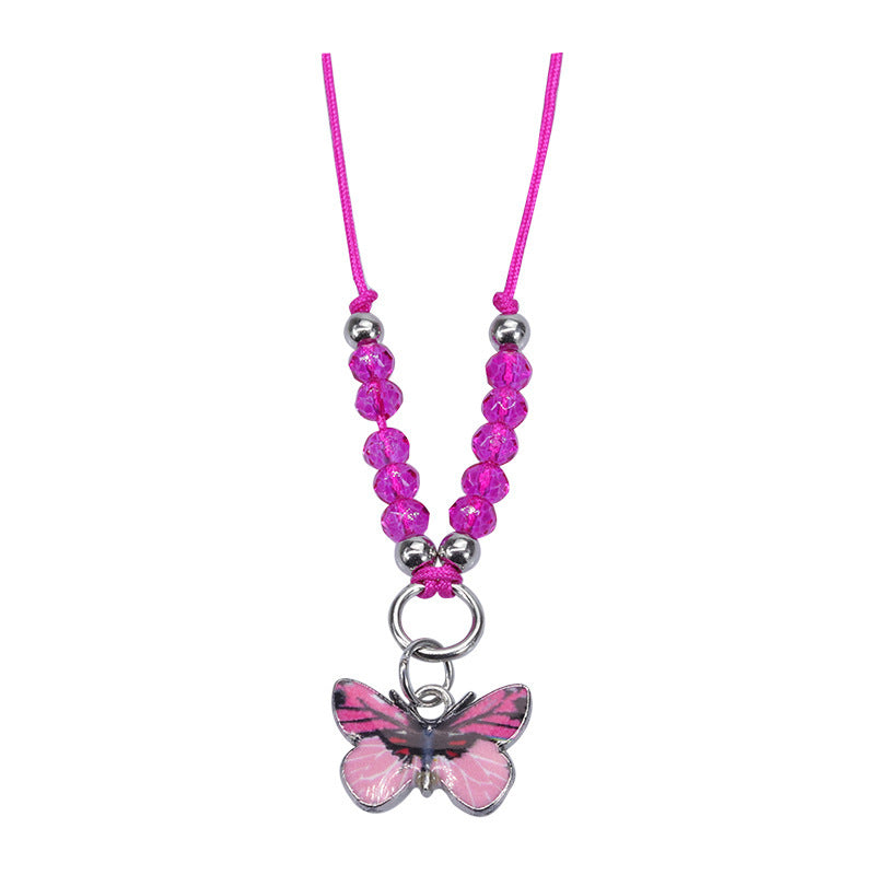 Sweet Colorful Crystal Butterfly Beaded Bracelet Silver Plated Unisex Hand Jewelry