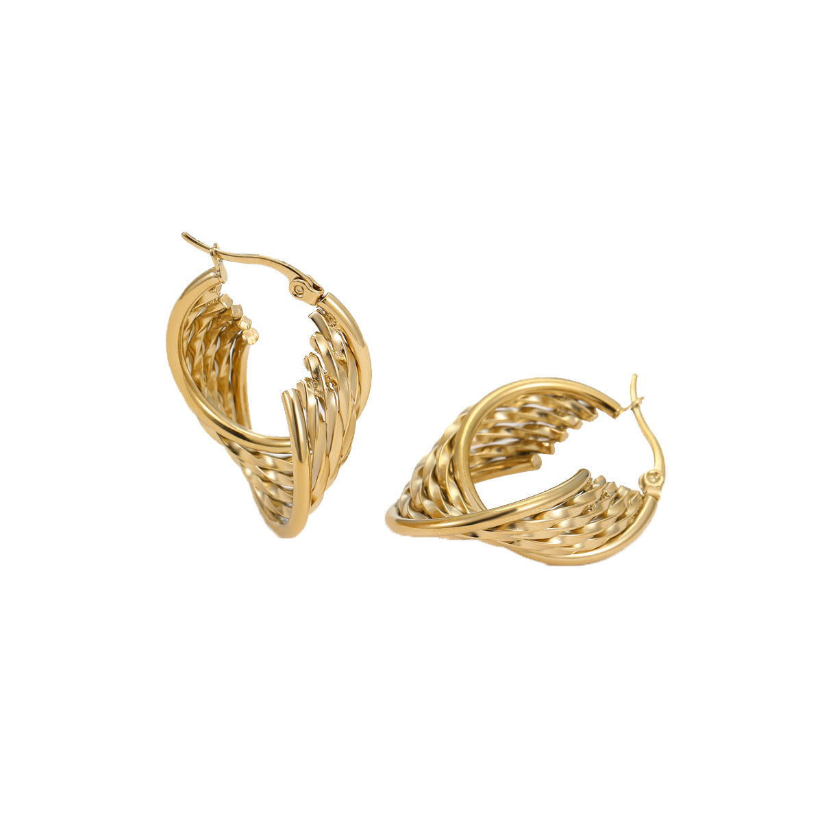 Aretes de acero inoxidable geométricos minimalistas de moda con baño de oro de 18K para mujer