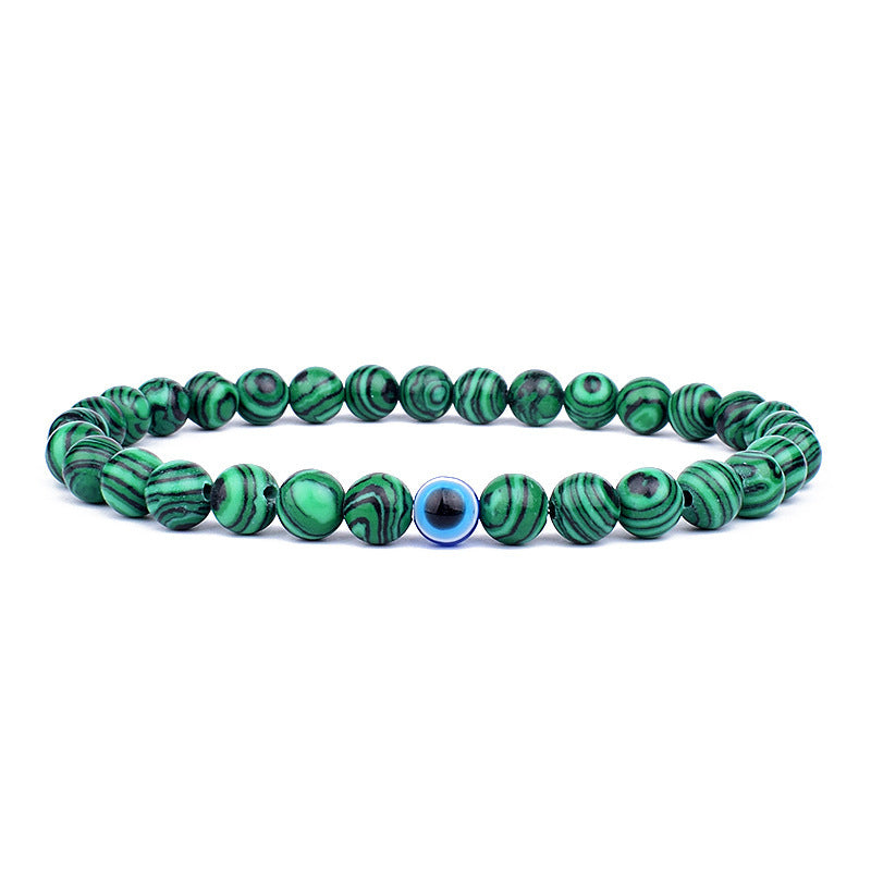 6mm Geometric Resin Beaded Stretch Bracelet Evil Eye