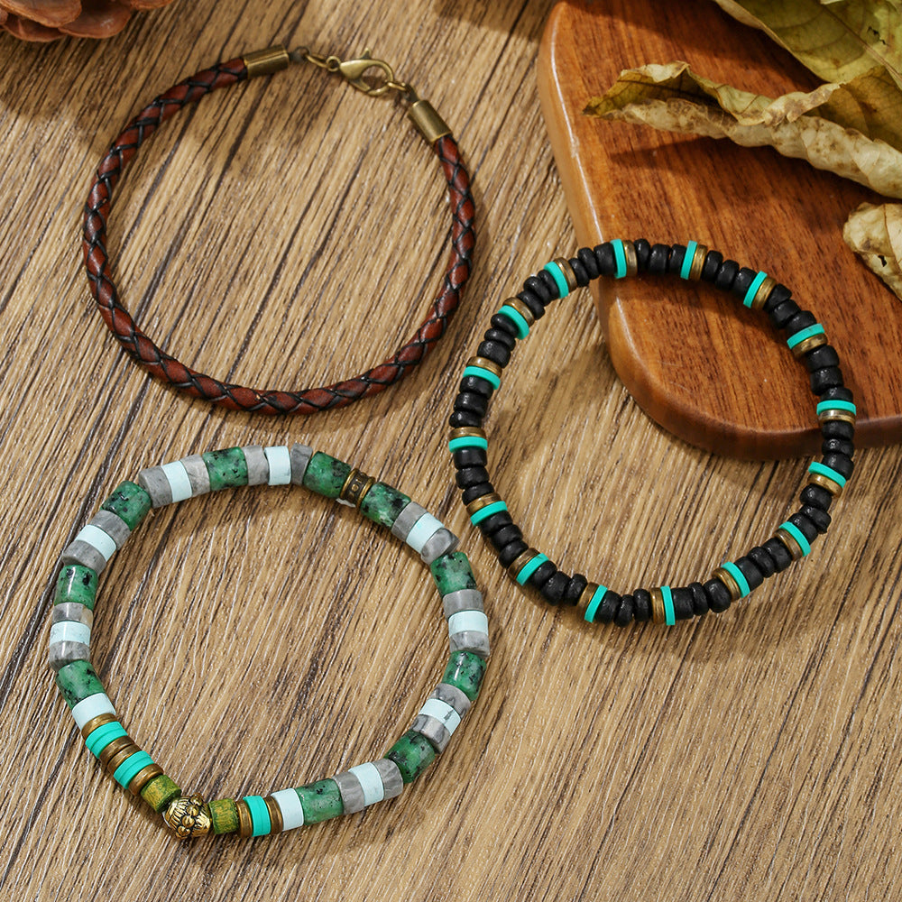 Handmade Turquoise Leather Bracelet Set