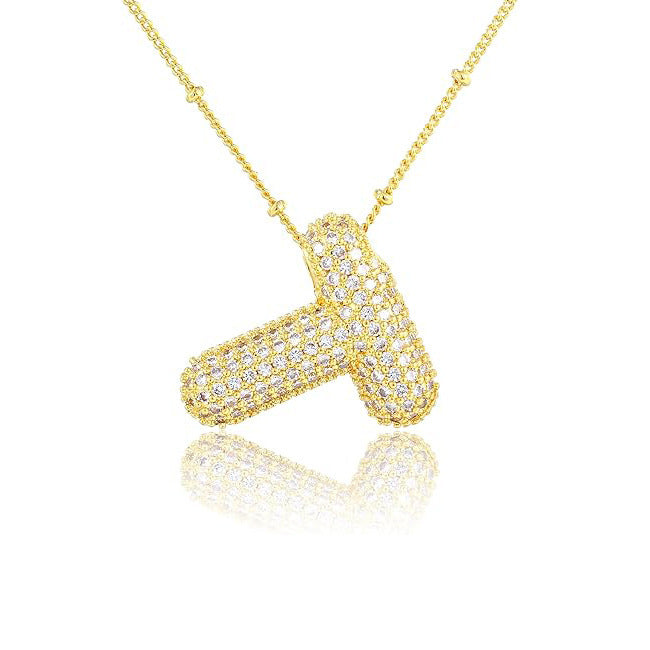 Fashion Plated Brass Letter Bubble Pendant Necklace for Women