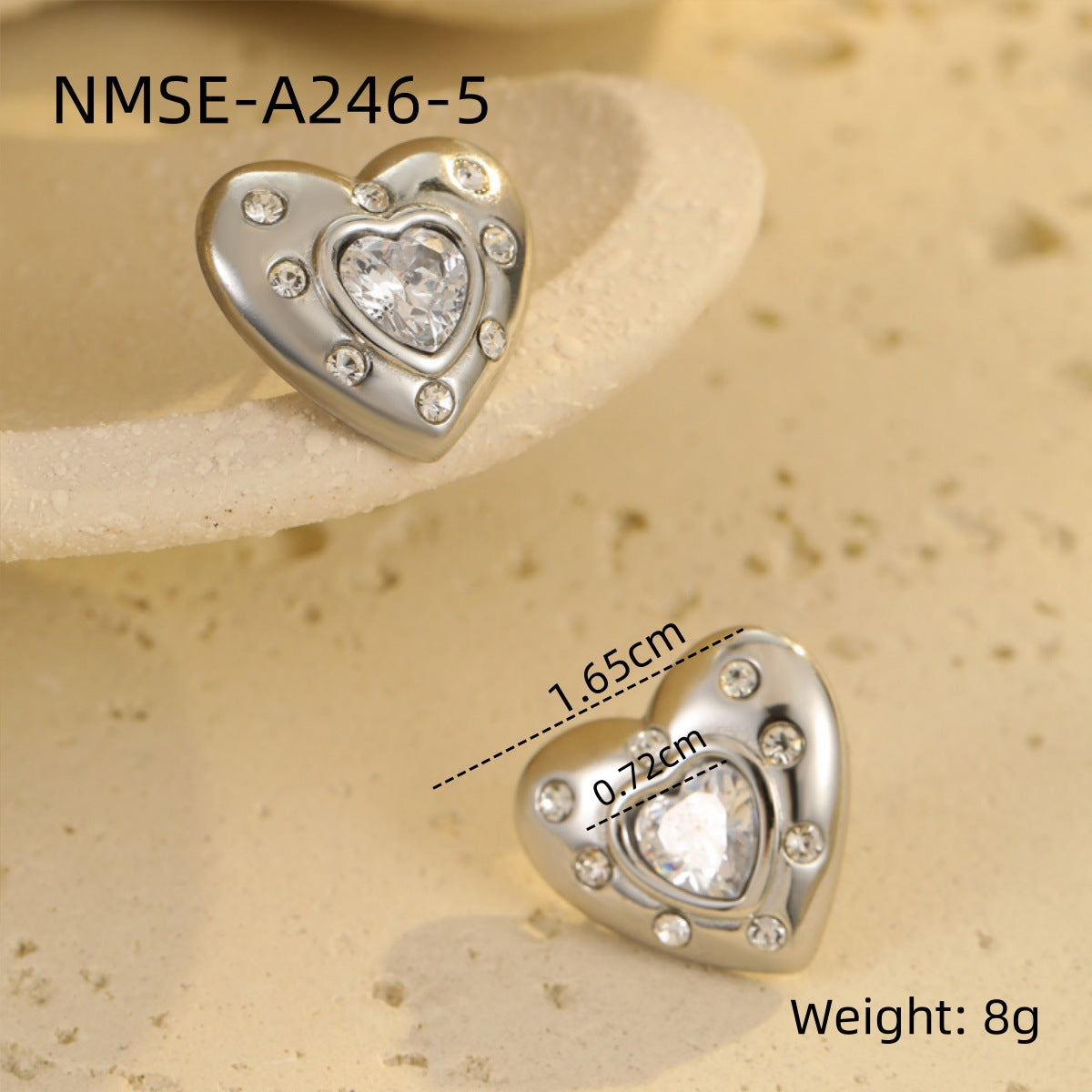 Fashion Minimalist Heart-Shaped Stainless Steel Earrings with 18K Gold Plating for Women