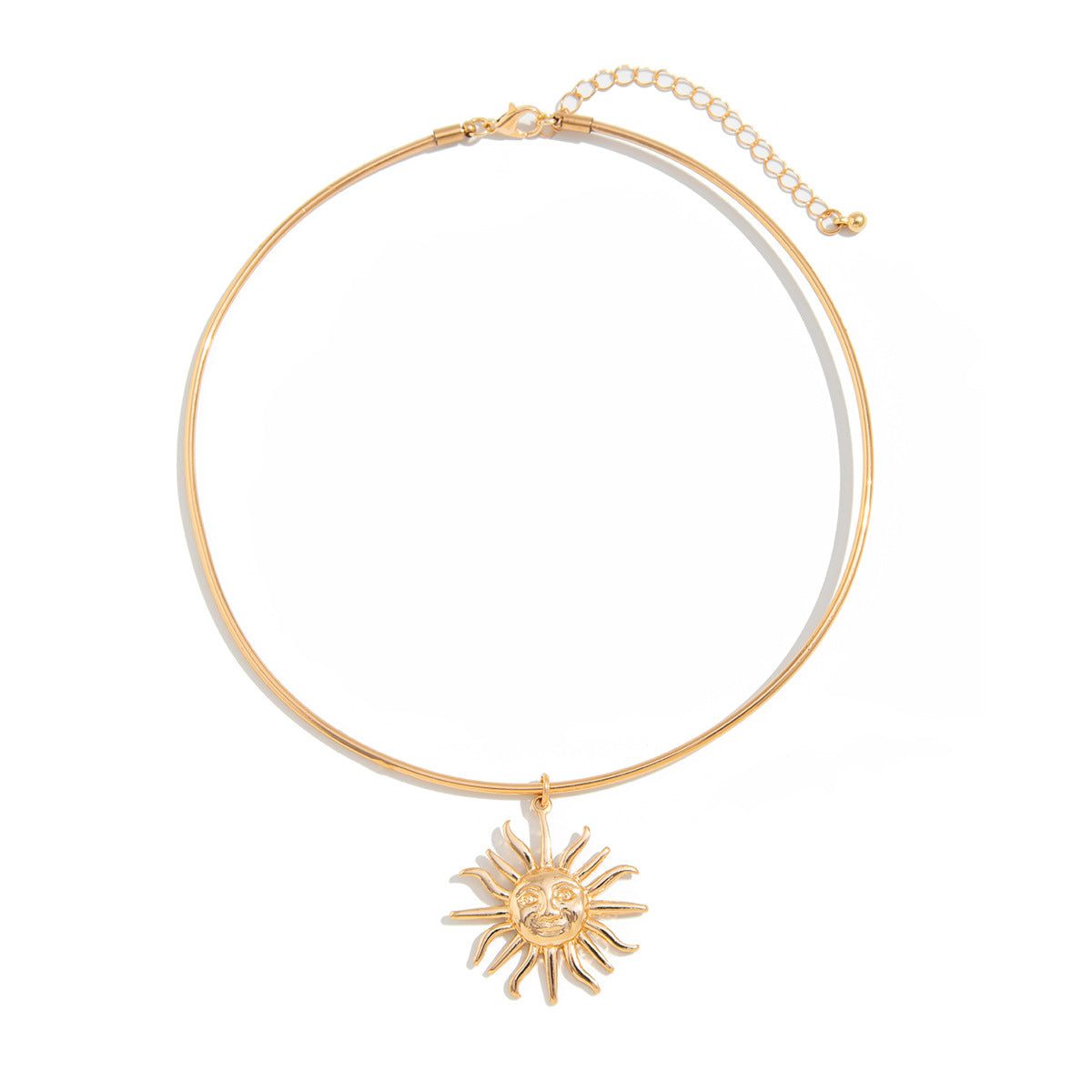 Collar Gargantilla Minimalista de Aleación de Zinc con Colgante de Sol Geométrico y Borla para Mujer