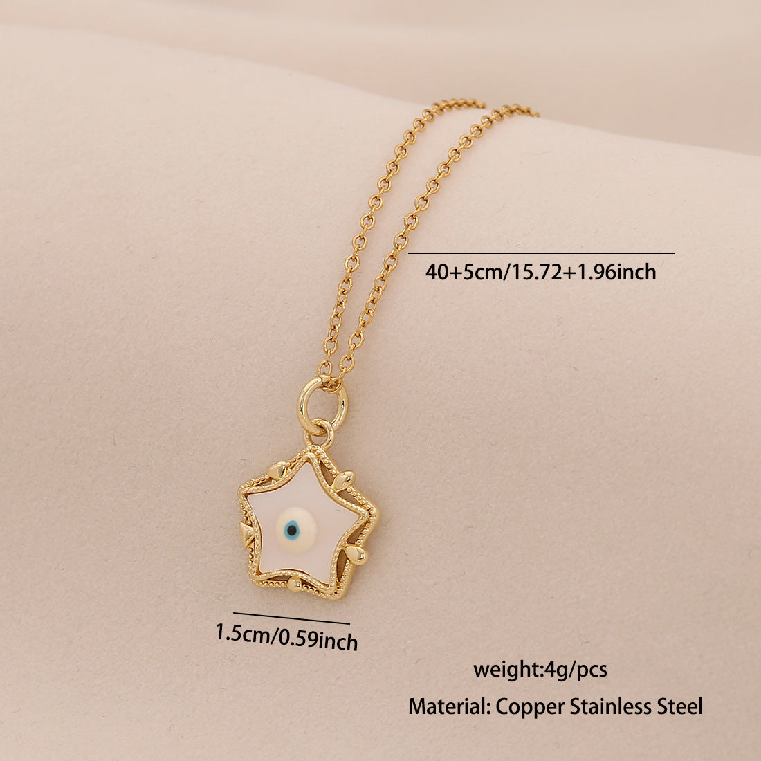Edgy Evil Eye Pendant Necklace in Stainless Steel with Enamel Finish on O-Chain for Women