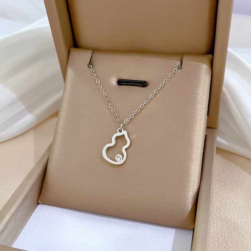 Collana con Pendente Geometrico Minimalista in Acciaio al Titanio con Strass per Ufficio Unisex alla Moda