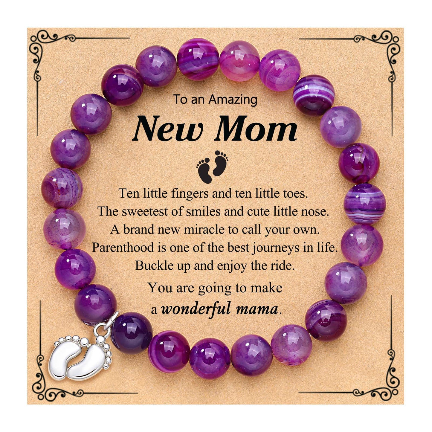 Geometric Agate Beaded Bracelet for Women