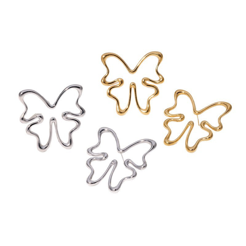 Orecchini a perno a forma di farfalla, minimalisti, in acciaio inossidabile 304, con finitura placcata, da donna