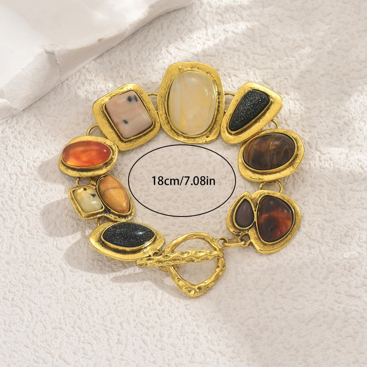 Pulsera geométrica de mujer con incrustaciones de gemas en aleación de zinc para uso diario a la moda