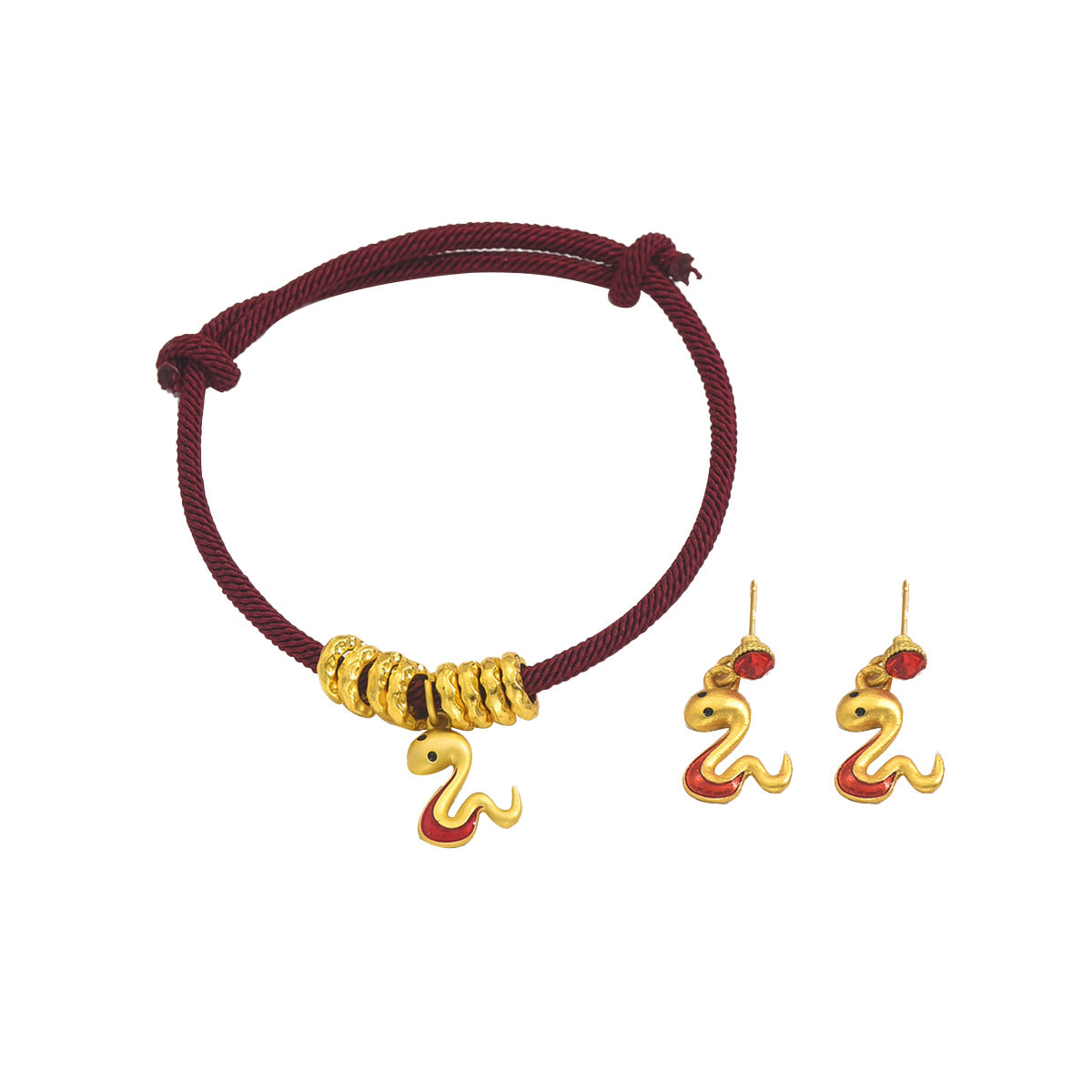 Set di Bracciale e Orecchini da Donna a Tema Animale con Serpente, Decorazioni in Strass, Realizzati in Rame con Pendenti in Lega di Zinco