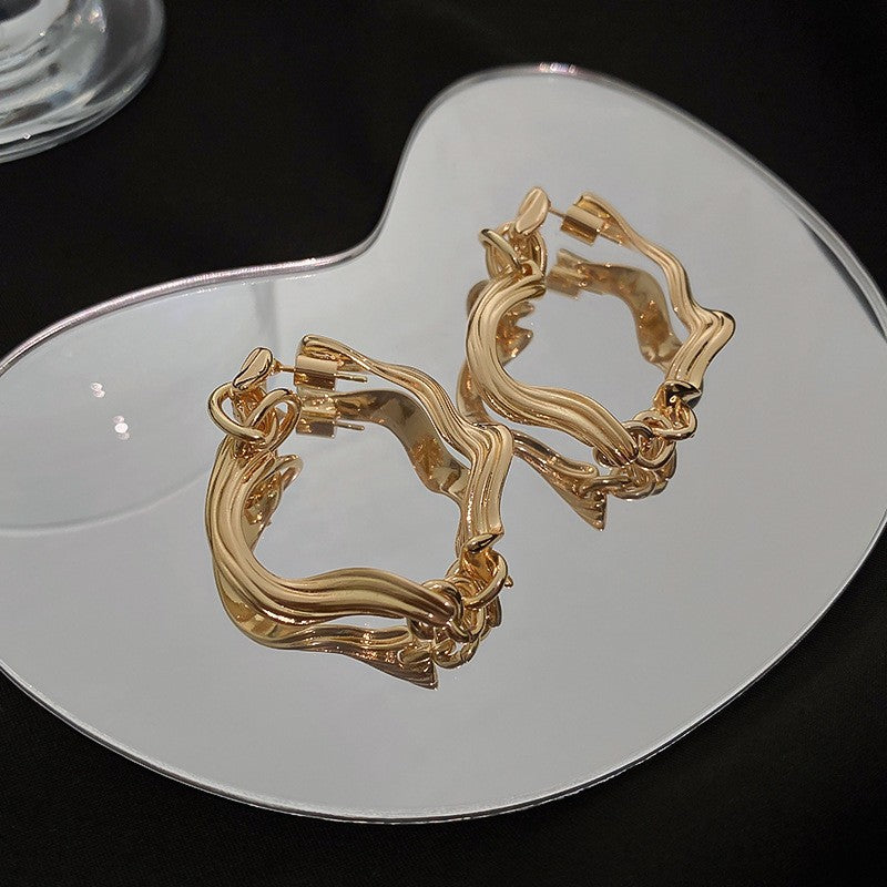 Orecchini a Cerchio Geometrici in Ferro Placcato Argento da Donna, Stile Minimalista Casual per Ufficio, Gioielli Eleganti di Ispirazione Vintage per Tutti i Giorni