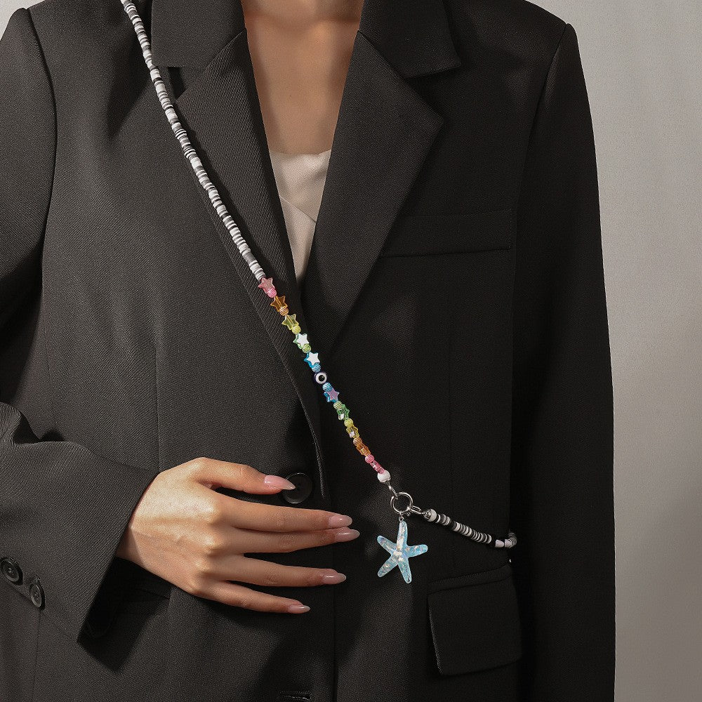 Minimalist Geometric Round Faux Pearl Alloy Multi-Layer Cable Chain Necklace Body Chain for Women and Men