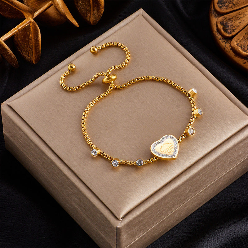 Pulsera Minimalista de Moda con Colgantes de Corazón Incrustado de Diamantes de Imitación, Perla, Mariposa y Serpiente en Cadena de Acero Inoxidable Chapada en Oro