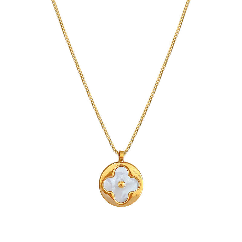Collar de cadena minimalista de concha geométrica de acero de titanio para oficina