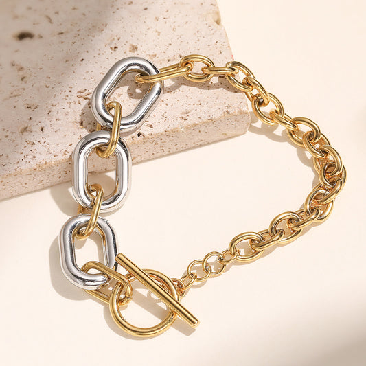 Geometric Plated Stainless Steel Bracelet for Women