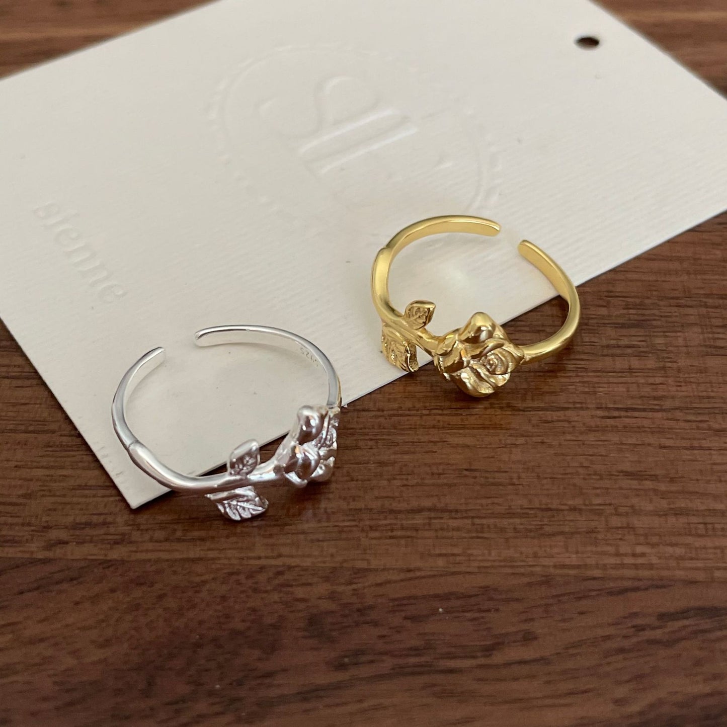 Dulce Anillo de Plata de Ley 925 con Diseño Floral Geométrico Chapado en Oro Rosa para Mujer