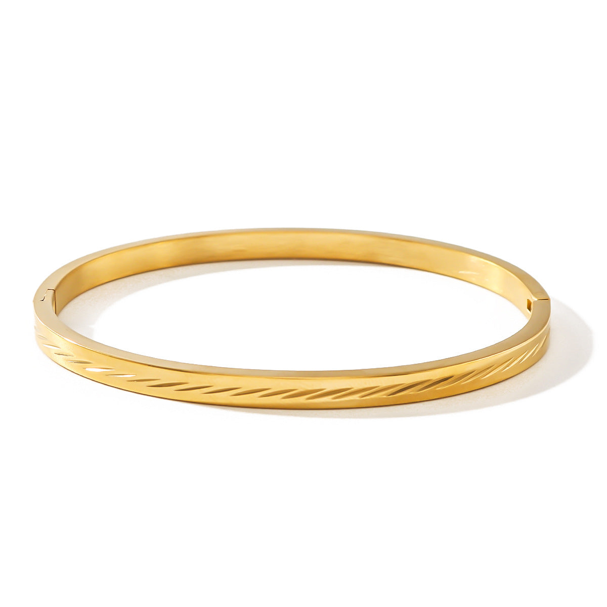 Minimalist Irregular Texture Stainless Steel Bracelet for Women with Plated Finish