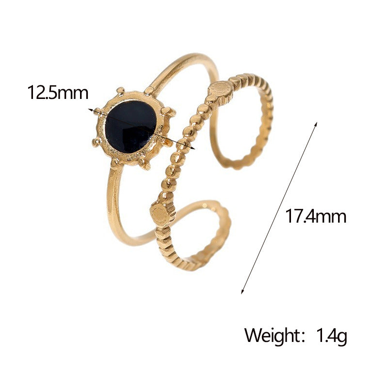 Anello regolabile geometrico minimalista da donna in acciaio inossidabile con finitura smaltata