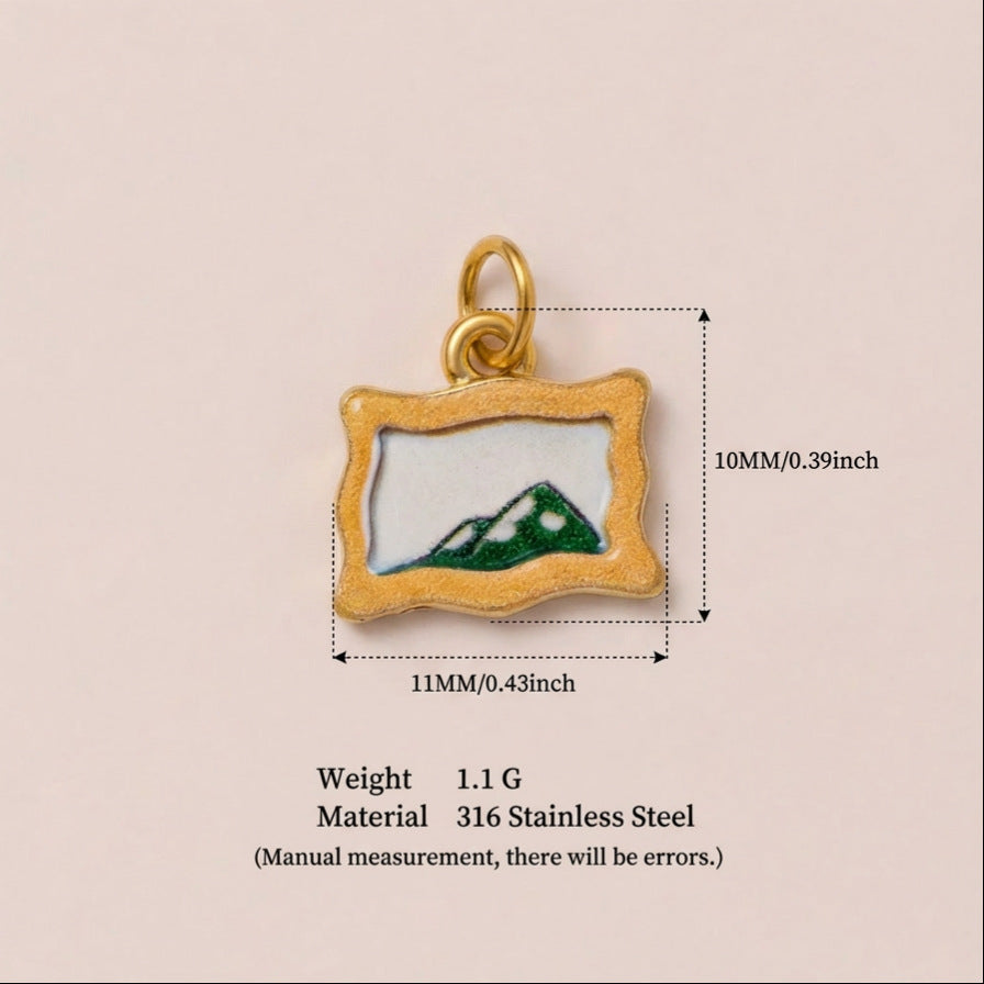 Vintage 18K Gold Plated Stainless Steel Marine Life Charm Bar for Women