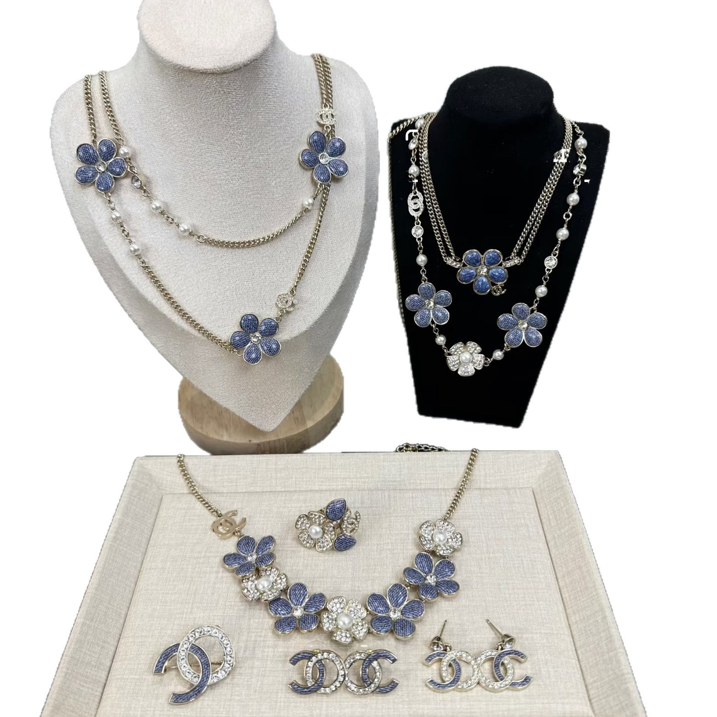 Collar floral de latón chapado en oro de lujo para mujer