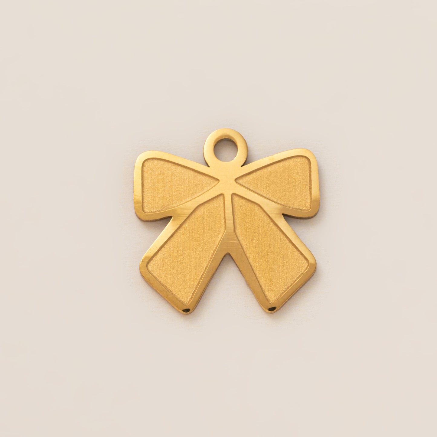 Minimalist 18K Gold Plated Geometric Round Titanium Steel Bowknot Pendant Necklace