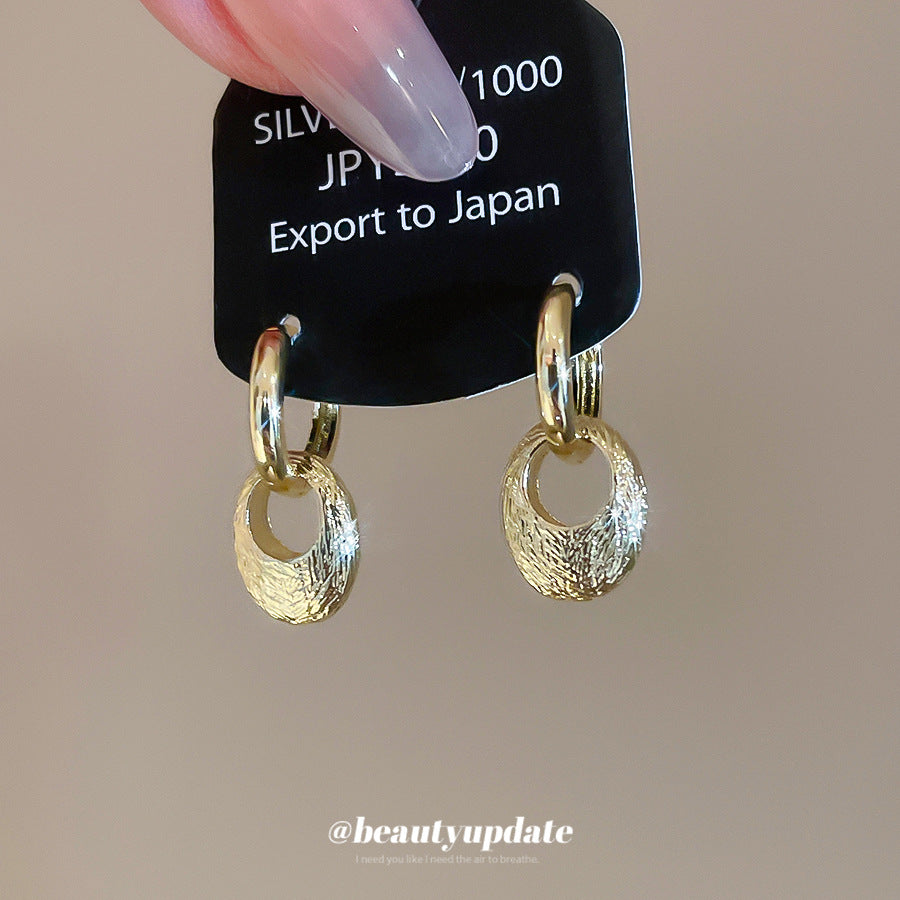 Pendientes de aro ovalados de metal, minimalistas, modernos, geométricos, con acabado chapado, para mujer