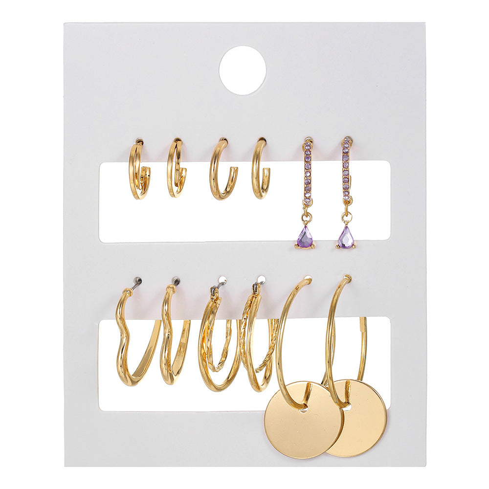 Exaggerated Geometric C-Shape Round Acrylic and Stainless Steel Plated Hoop Earrings for Women