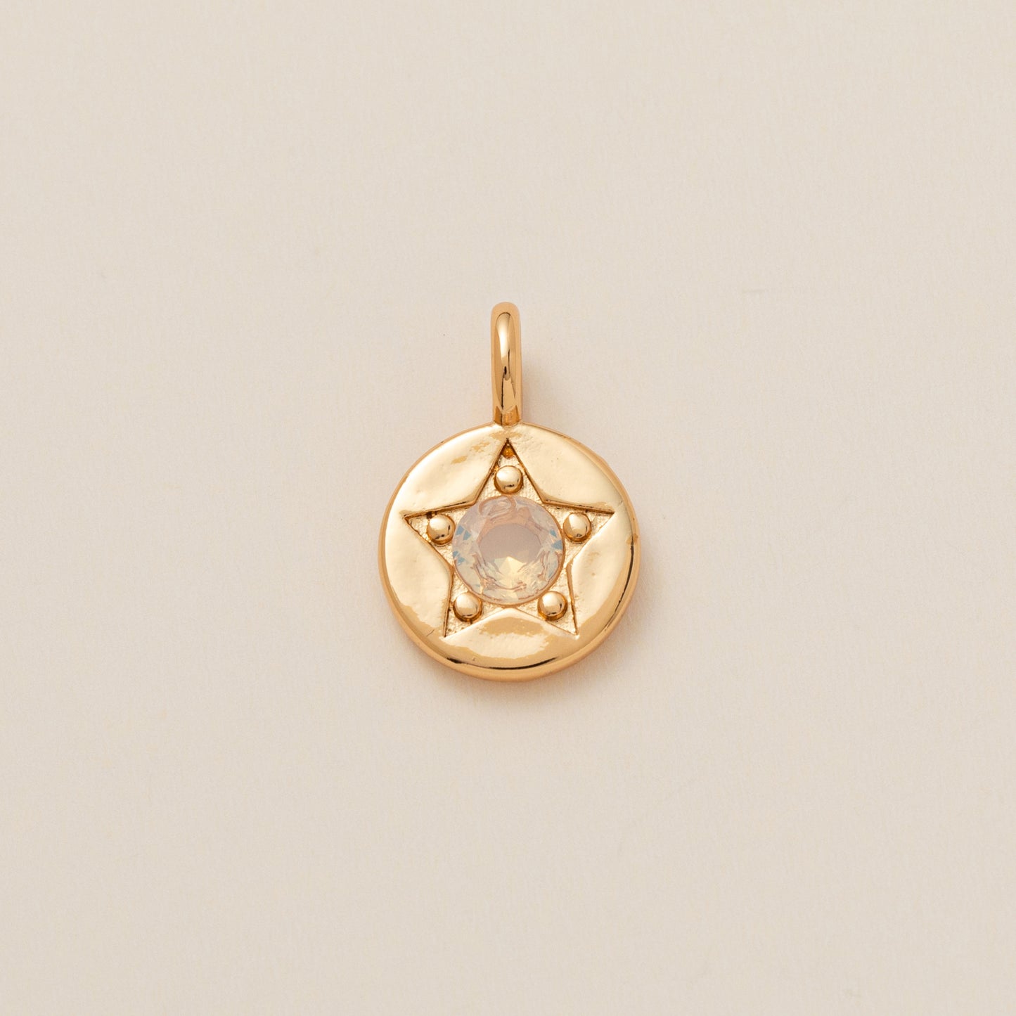 Colorful Cubic Zirconia Star Round Pendant Brass Plated Necklace Charm Bar for December Birthstone