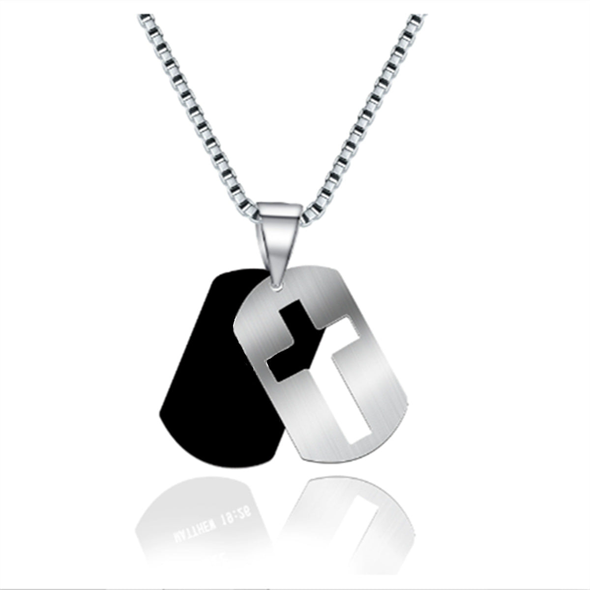 Minimalist Geometric Cross Pendant Necklace in Stainless Steel with Polished Titanium Steel Charm for Unisex Daily Wear