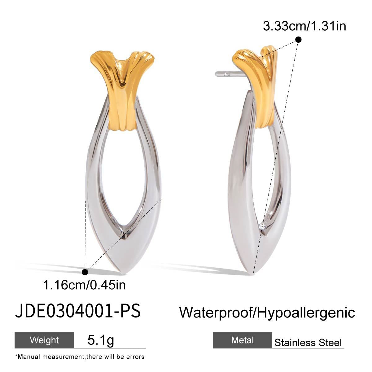 Pendientes Minimalistas de Acero Inoxidable Geométricos con Diseño de Bloques de Color Chapados para Mujer