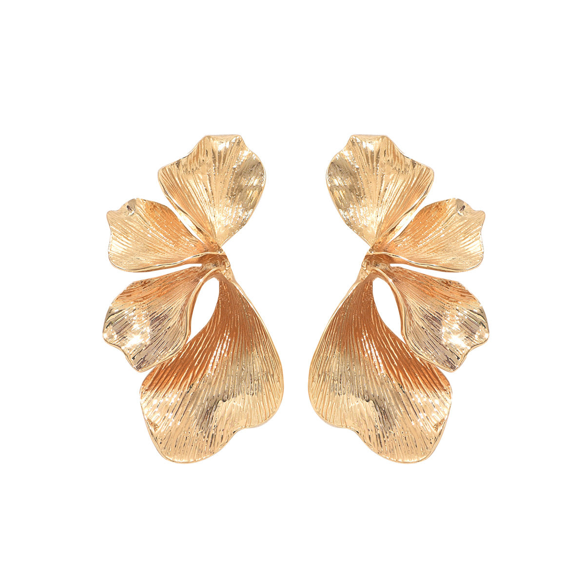 Minimalist Floral Leaf Earrings for Women in Zinc Alloy with Electroplated Finish and Stainless Steel Posts