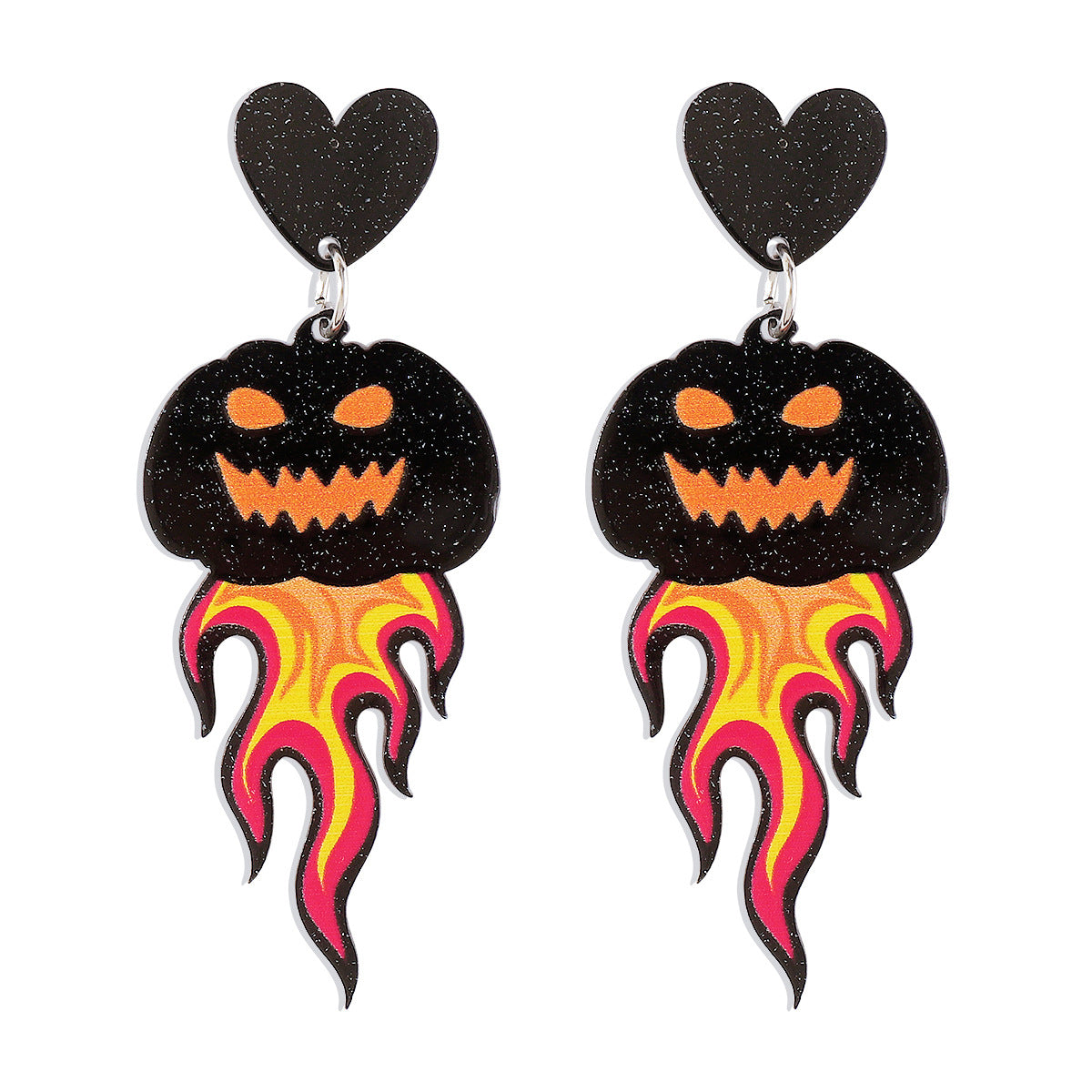 Divertidos Pendientes de Halloween de Dibujos Animados con Diseño de Calabaza, Fantasma y Calavera en Base Acrílica con Detalles de Diamantes de Imitación y Lentejuelas para Mujer