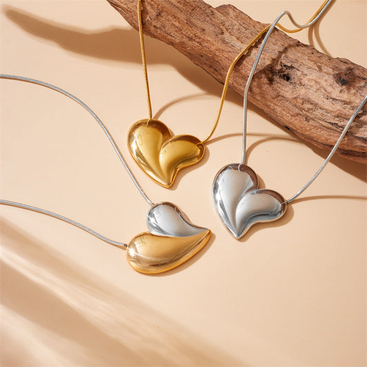Vintage Minimalist Plated Stainless Steel Heart Necklace