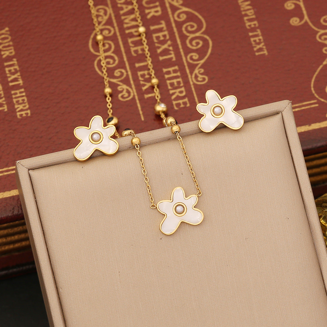 Geometric Cloud Pendant Necklace in Stainless Steel with Plated Finish for Women