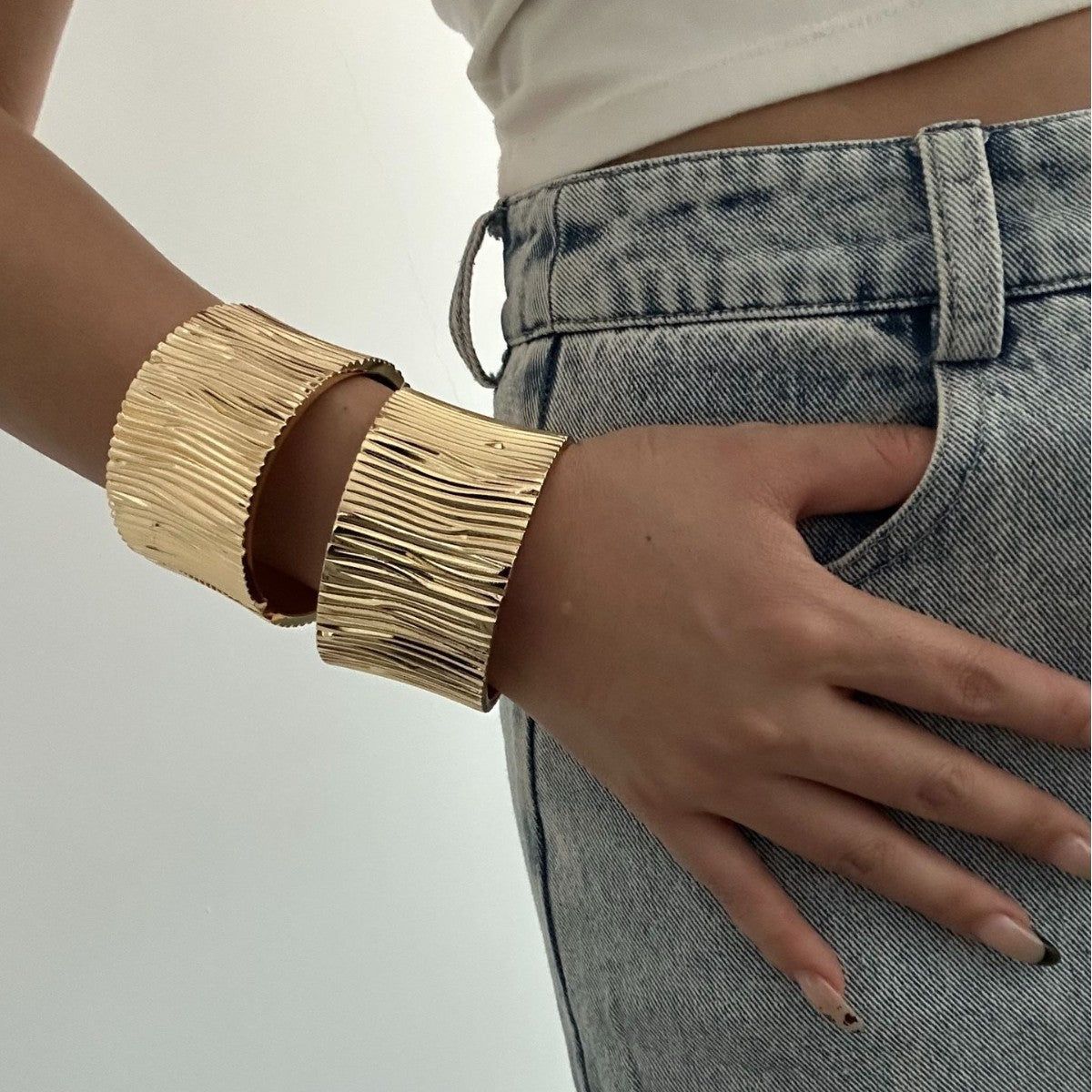 Minimalist Elegant Geometric Plated Alloy Wrap Cuff Bracelet