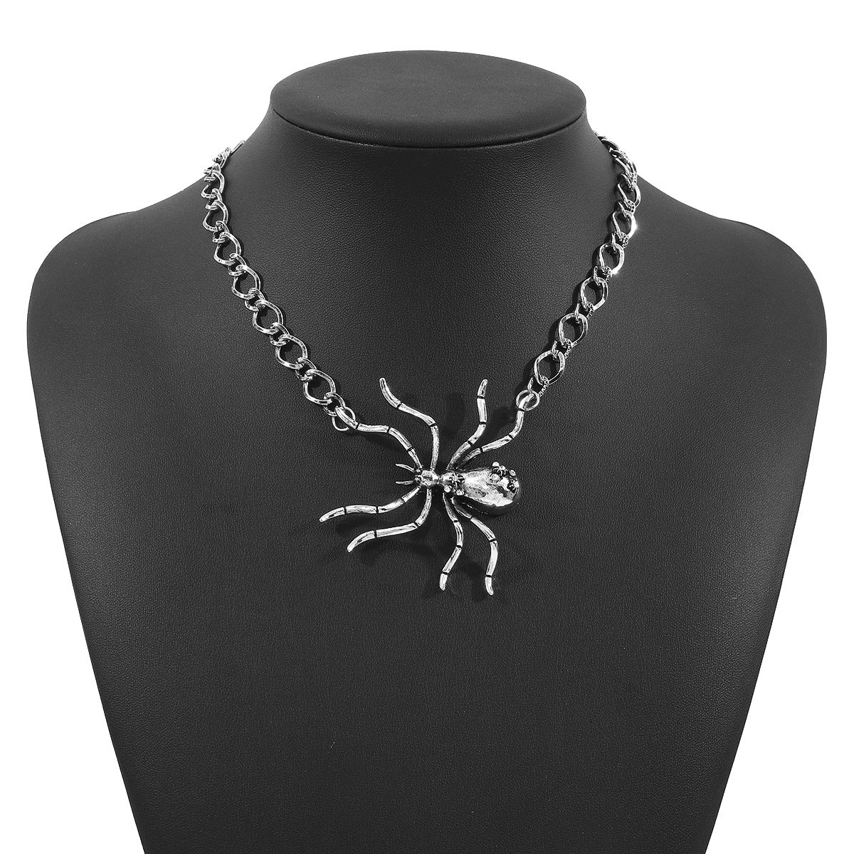 Dulce y Atrevido Collar con Colgante de Araña para Halloween para Mujer Cadena de Clavícula Electrochapada de Aleación con Diseño de Insecto