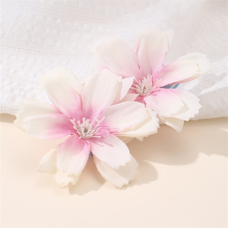 Cute Floral Hair Clip for Kids in Spring Pastel Gradient Colors with Metal Base and Flower Accent Design