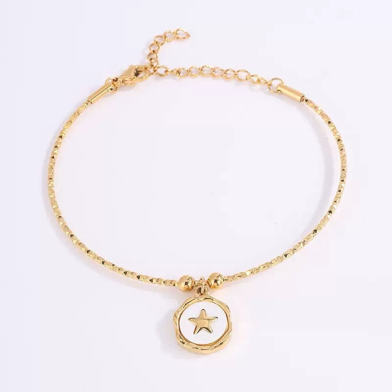 Elegant 18K Gold Plated Geometric Round Titanium Steel Bracelet