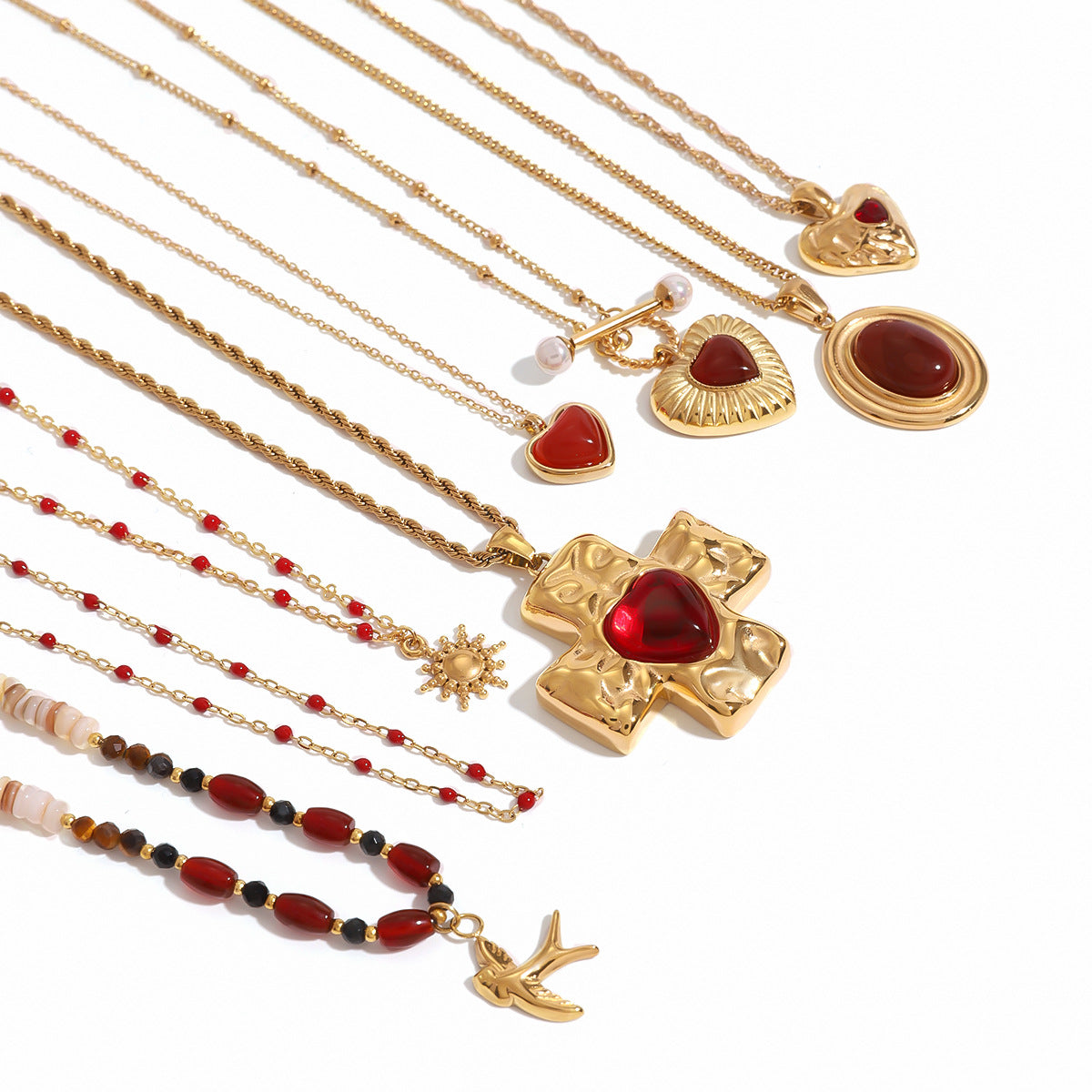 Collana con Pendente a Cuore alla Moda in Acciaio Inossidabile con Ciondolo in Acciaio al Titanio e Finitura Placcata per Donna